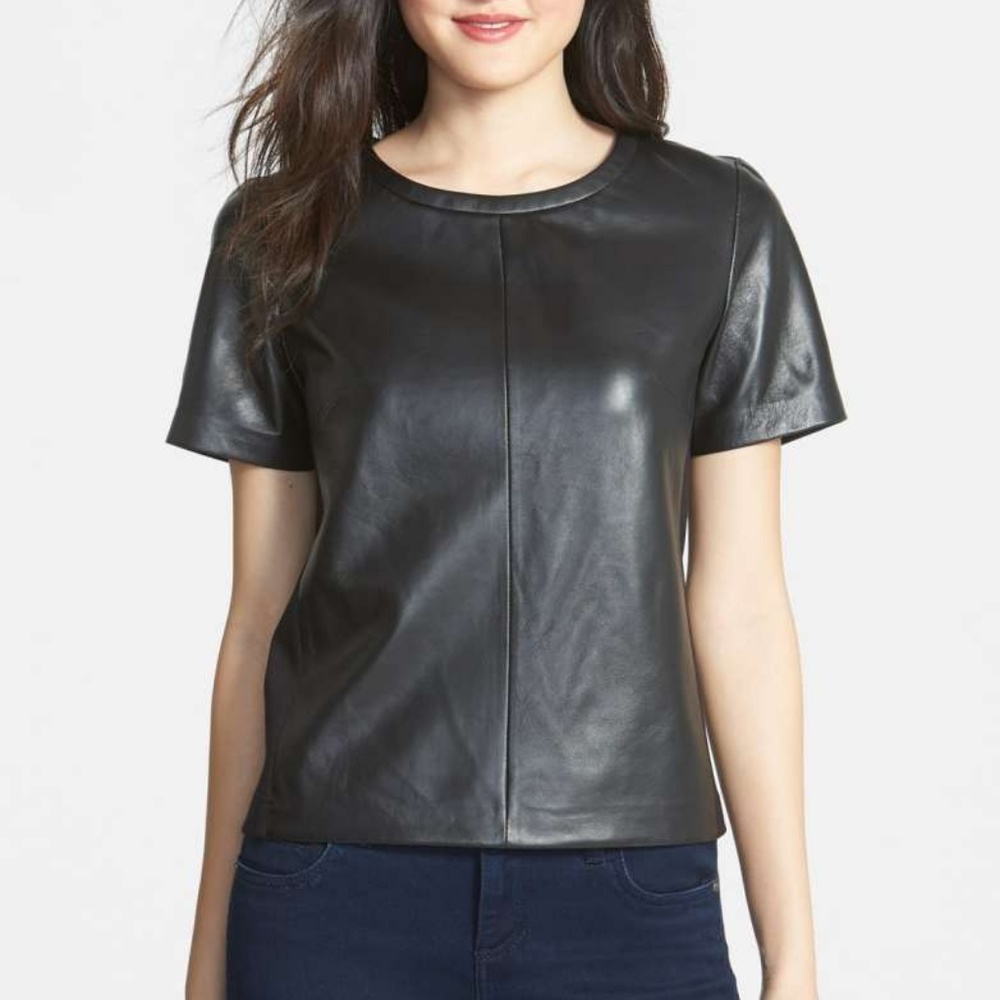Halogen Genuine Leather Front Top EUC - Picture 2 of 6